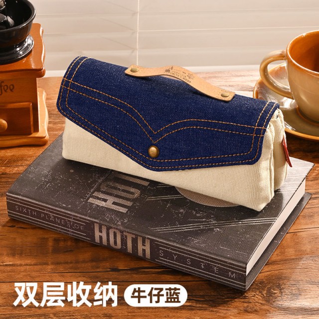 📚復古牛仔雙層大容量筆袋【缺色隨機】