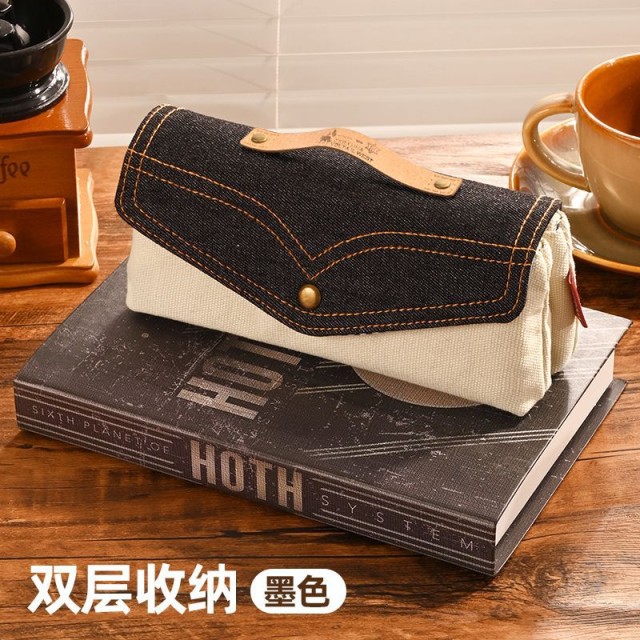 📚復古牛仔雙層大容量筆袋【缺色隨機】