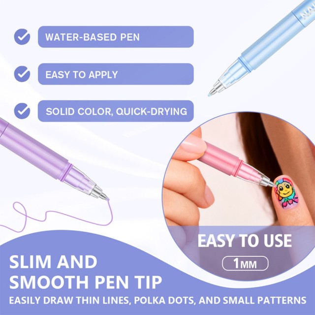 隨手畫都可做美甲🎨12色高顏值美甲彩繪筆【1mm 筆尖】