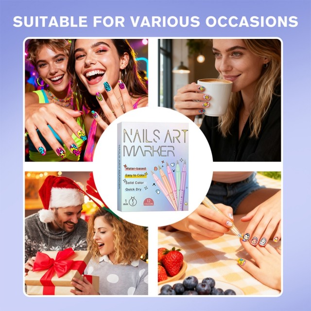 隨手畫都可做美甲🎨12色高顏值美甲彩繪筆【1mm 筆尖】