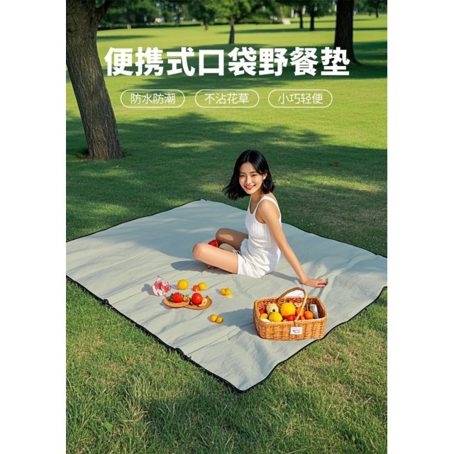 一提就走👜超大防水防潮 便攜式口袋野餐墊 2.2*2.1m【款式隨機】