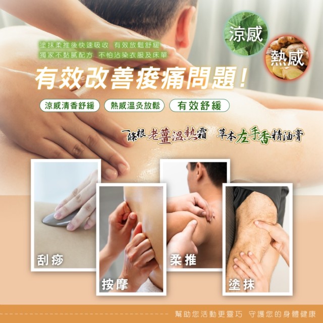 晨元堂🌿神奇草本左手香精油膏+一條根老薑溫熱霜【冷➕熱超值2入組】
