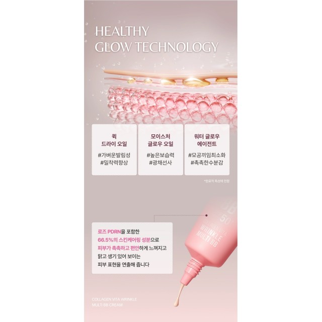 升級韓妞糯米光💖韓國MQNY 玫瑰PDRN水光彈潤防曬BB霜 35g