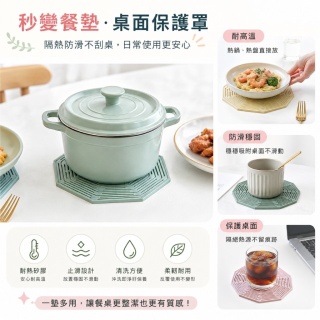 出門不用手忙腳亂!🥤一墊變提籃 多功能矽膠飲料提袋餐墊 一組2個【顏色隨機】