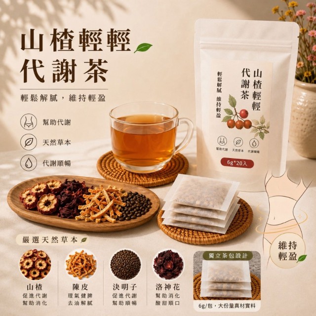 外食族必備茶飲!!✨輕鬆解膩 山楂輕輕代謝茶 6g×20入