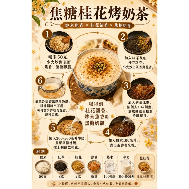 茶韻回甘×糯香綿柔🌼品天下 焦糖桂花糯香烤奶茶材料包 80g