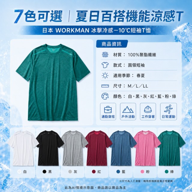 【🎌限時連線】🧊日本 WORKMAN 冰擊冷感－10℃短袖T恤