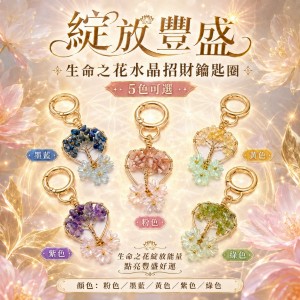 綻放你的專屬幸運💐綻放豐盛 生命之花水晶招財鑰匙圈
