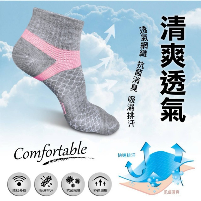 🧦MIT 石墨烯科技機能足弓二分之一襪 6雙入/組