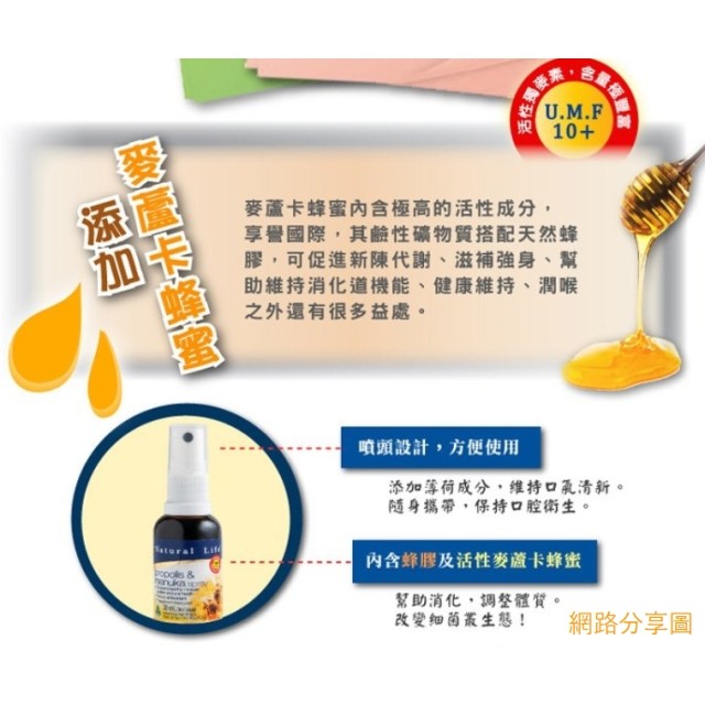 🐝澳洲 Natural Life 麥蘆卡蜂膠噴劑 30ml